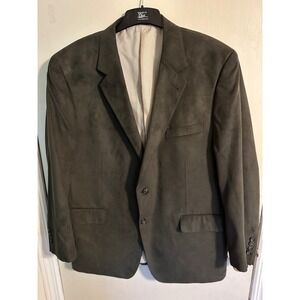 J.S. A. Bank Micropoly Suede Blazer‎ Sport Coat Two Button Olive Green Mens 46R